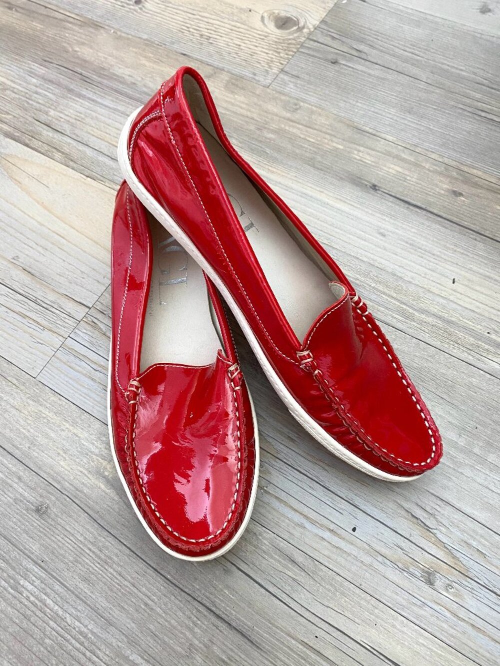 AGL Red Patent Leather Loafers Size 37.5